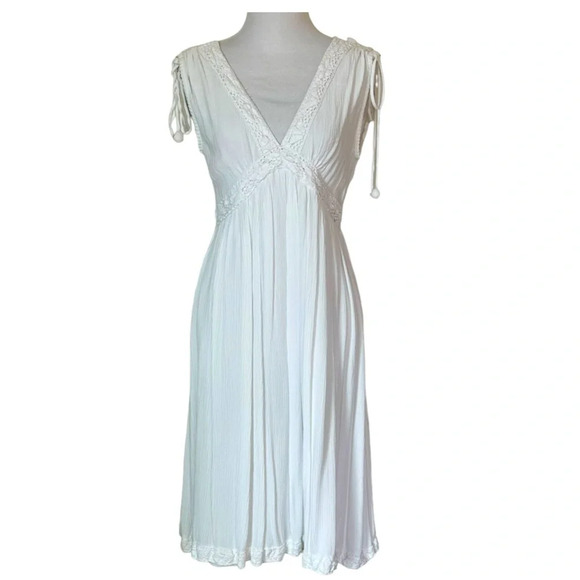 Koton White Midi Summer Boho Vacation Dress Medium - Picture 1 of 10